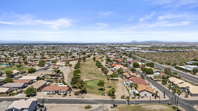 6249 E Camelot Dr, Mesa, AZ 85215 - aerial perspective of suburban area with a mountainous background and a golf course
