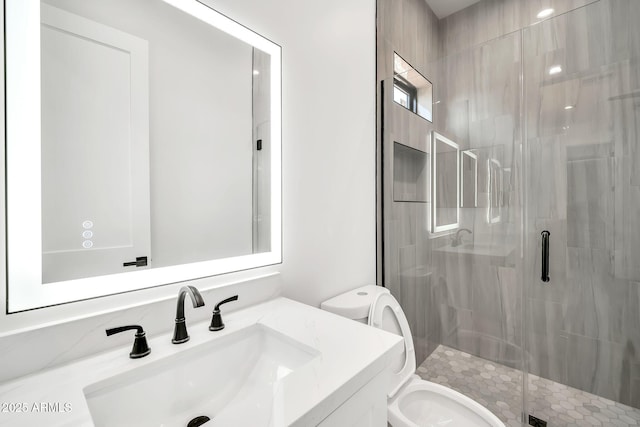 18225 W San Juan Ct, Litchfield Park, AZ 85340 - bathroom with toilet, a shower stall, and vanity