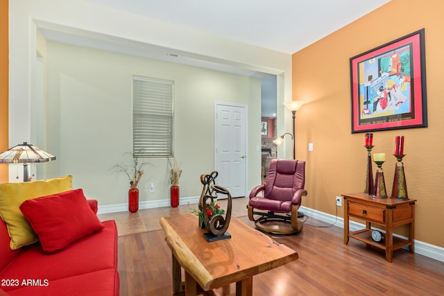 living room with light hardwood / wood-style floors