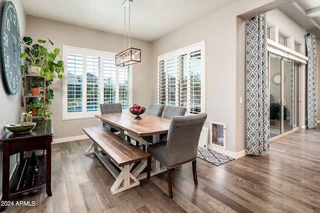 dining room with hardwood / wood-style flooring