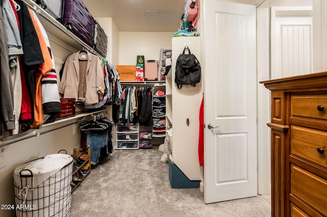 spacious closet with light carpet