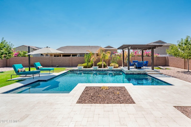 view of swimming pool featuring a patio and a pergola