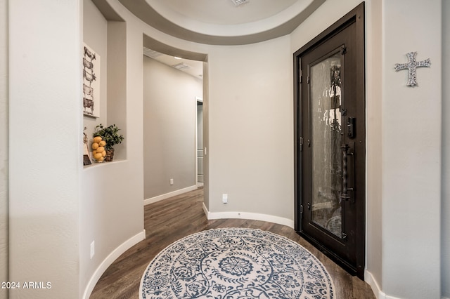 foyer featuring dark wood-type flooring