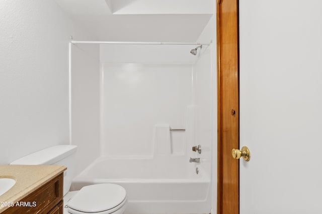 full bathroom featuring vanity, toilet, and bathing tub / shower combination