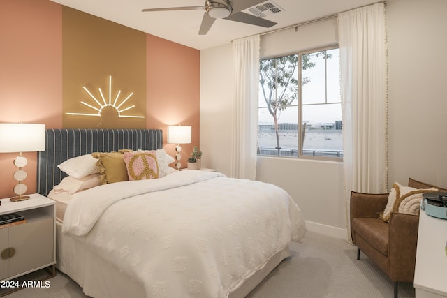 bedroom with carpet and ceiling fan