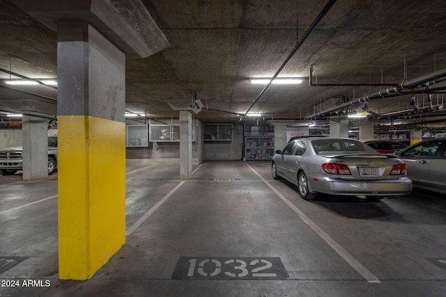 garage with a garage door opener