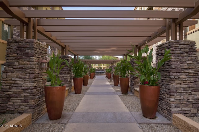 view of patio with a pergola