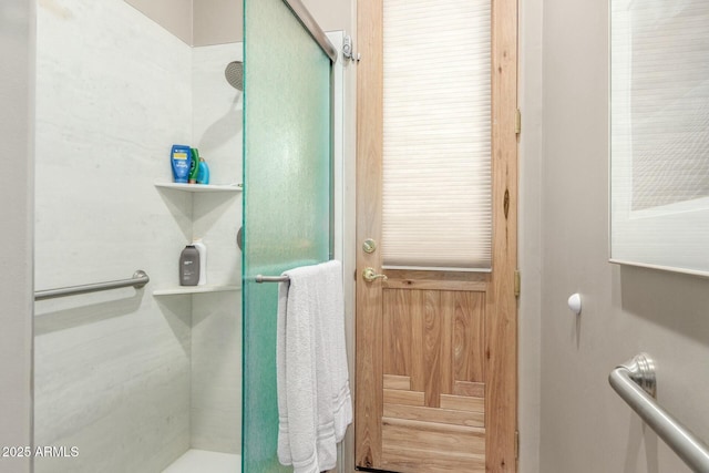 bathroom featuring a stall shower