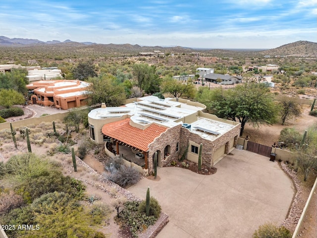 aerial view with a mountain view