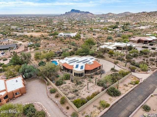 drone / aerial view with a mountain view