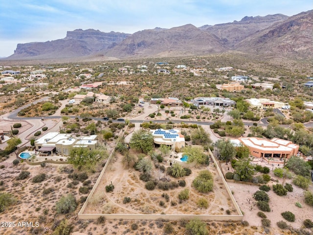 drone / aerial view with a mountain view