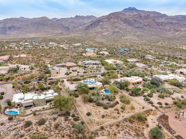 drone / aerial view with a mountain view