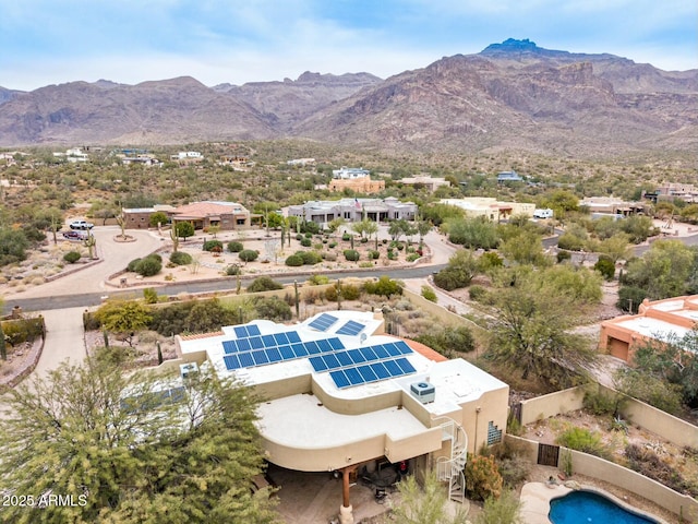 bird's eye view with a mountain view