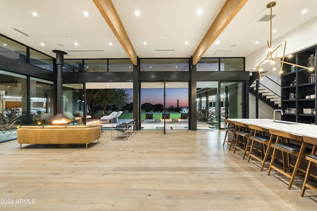 community lobby featuring stairway and visible vents