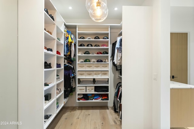 spacious closet with light wood-style floors