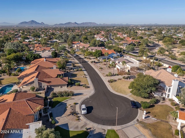 aerial view with a mountain view