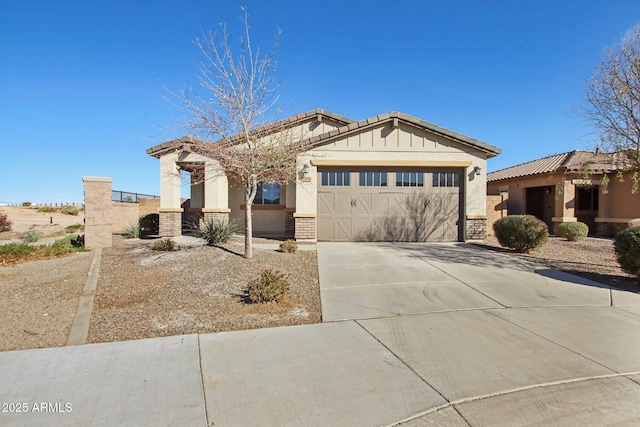 view of front of house with a garage