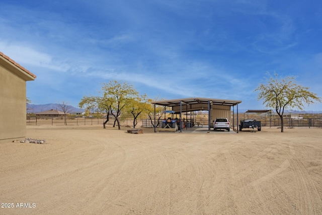 exterior space featuring a mountain view and a rural view