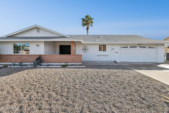 single story home with a garage