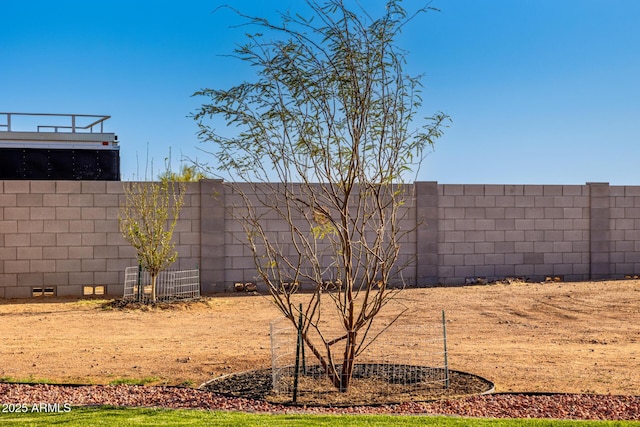 view of yard with a fenced backyard