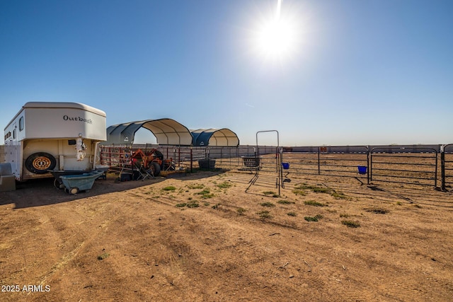 view of yard with an exterior structure and an outdoor structure