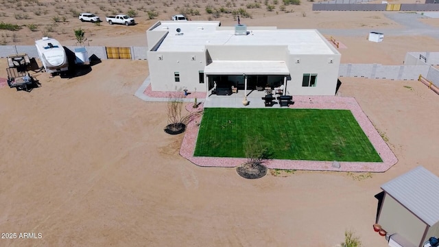 aerial view featuring a desert view