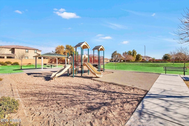 community playground with a yard