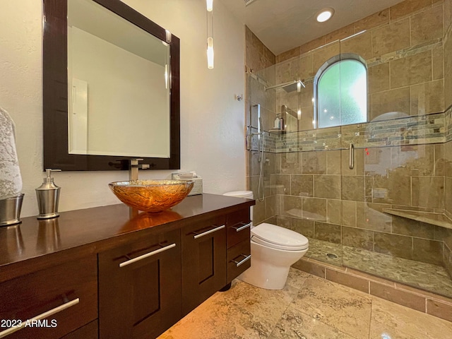 10068 E Turquoise Ave, Scottsdale, AZ 85258 - full bathroom with toilet, a stall shower, and vanity