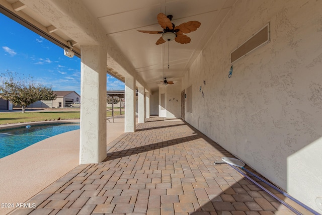 view of patio with ceiling fan