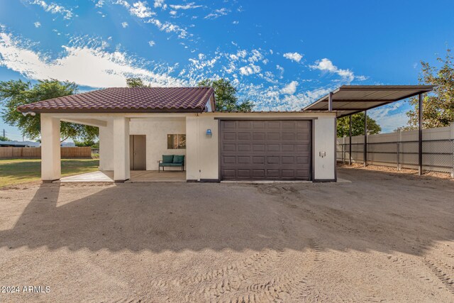 view of garage