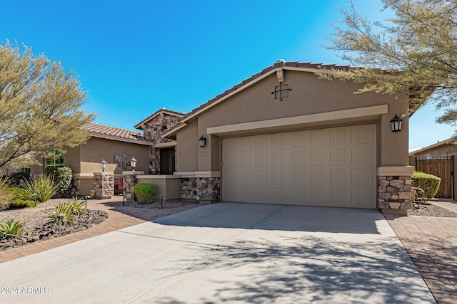 view of front of house with a garage