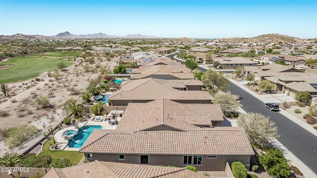 bird's eye view with a mountain view