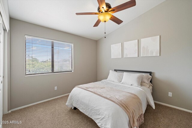 19203 N 39th Way, Phoenix, AZ 85050 - carpeted bedroom with ceiling fan, baseboards, and lofted ceiling