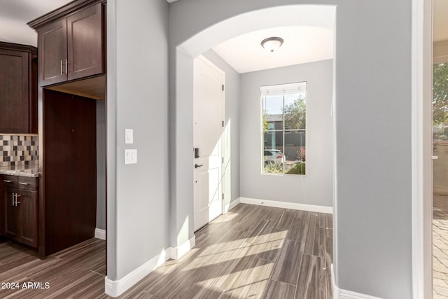 foyer entrance featuring dark hardwood / wood-style flooring