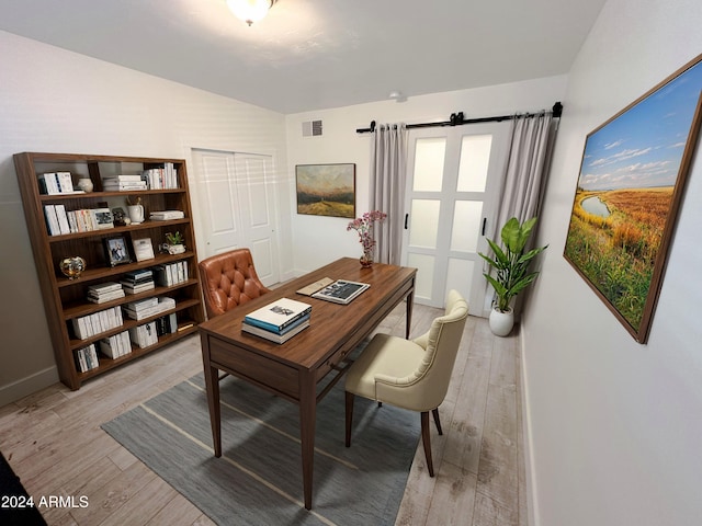 office space featuring light hardwood / wood-style floors