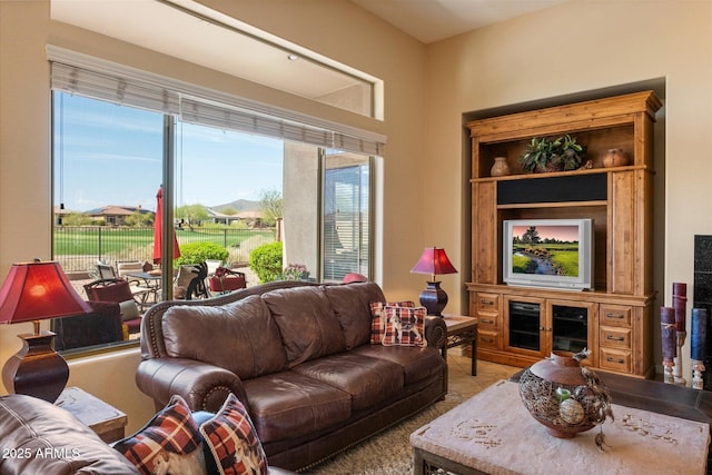 view of tiled living area