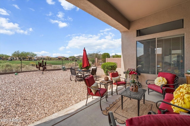 view of patio / terrace with outdoor lounge area and a fenced backyard