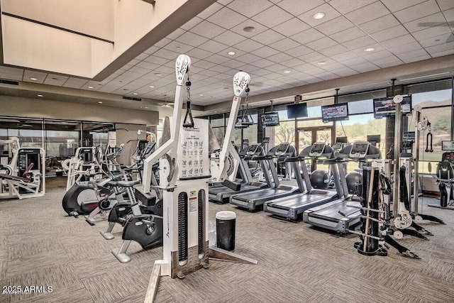 workout area featuring carpet and visible vents