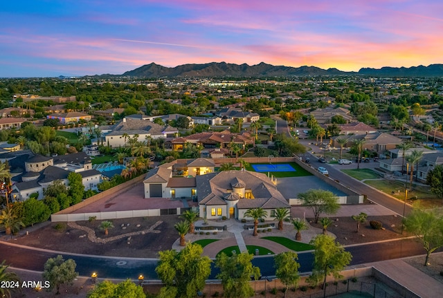 bird's eye view with a residential view and a mountain view