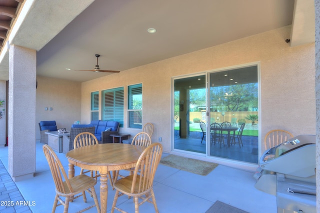 4576 W Agave Ave, Eloy, AZ 85131 - view of patio / terrace featuring outdoor lounge area, outdoor dining area, and a ceiling fan