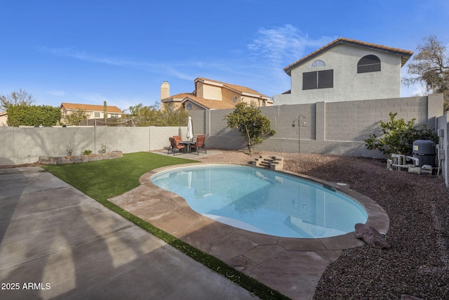 view of swimming pool featuring a patio area