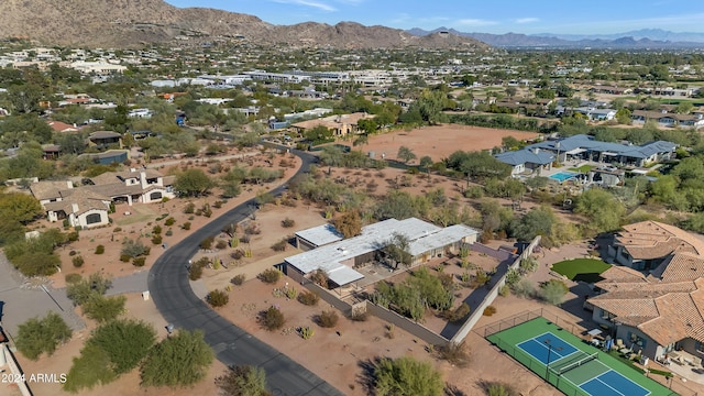 bird's eye view with a mountain view