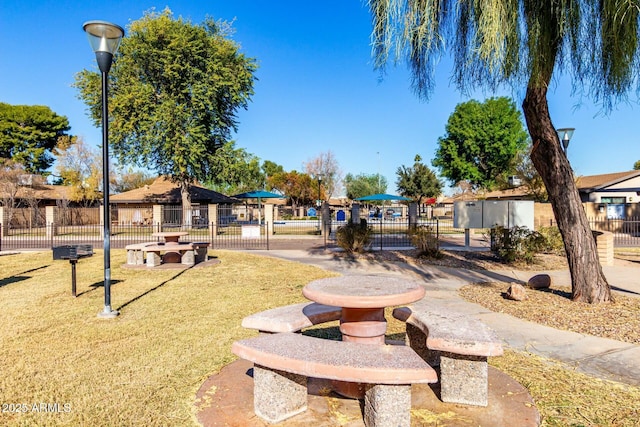 view of community featuring a lawn