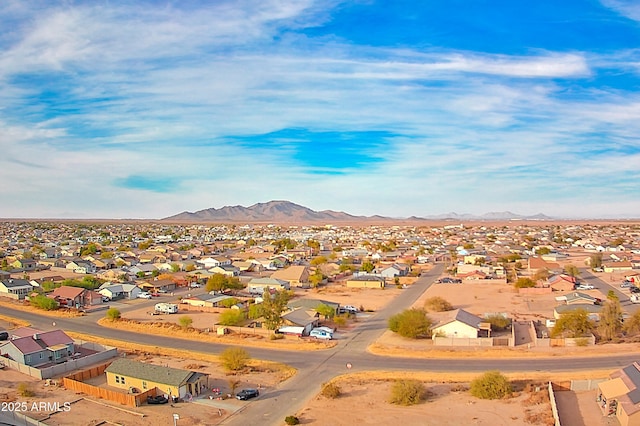 bird's eye view with a mountain view