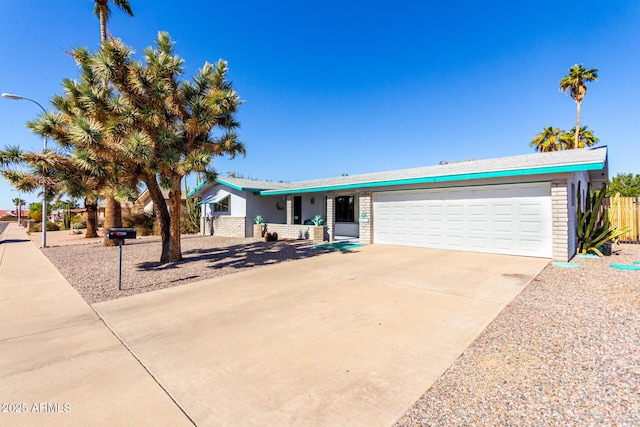 single story home with a garage