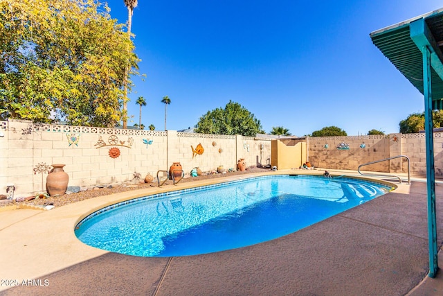 view of swimming pool featuring a patio