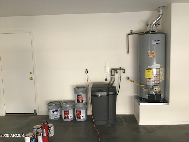 utility room with gas water heater