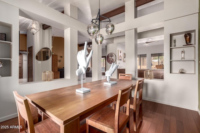 dining room featuring hardwood / wood-style flooring and baseboards