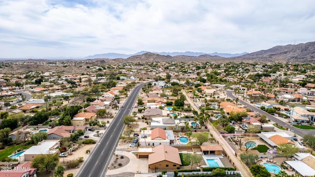 bird's eye view with a residential view and a mountain view