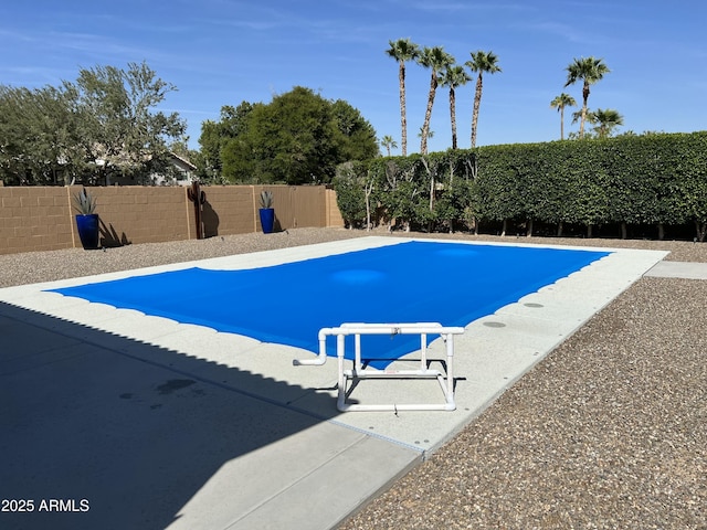 view of pool featuring a patio area and a fenced backyard